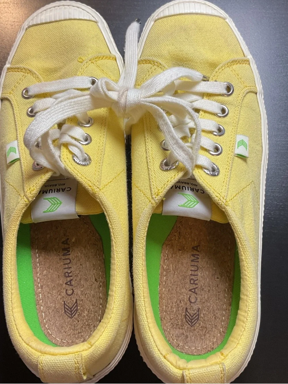 Cariuma OCA Low Top Sneakers Yellow Canvas Women’s Size 7 Casual Comfortable - Picture 5 of 11